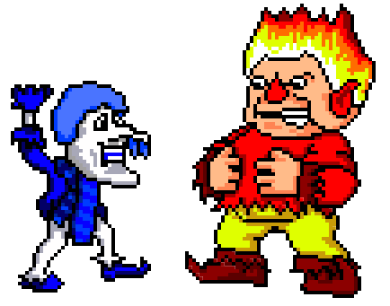16-bit Snow Miser and Heat Miser from The Year Without a Santa Claus.